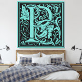 Letter P Mittelalterliche Monogram Art Nouveau Leinwanddruck (Insitu (Schlafzimmer))