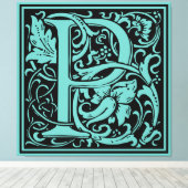Letter P Mittelalterliche Monogram Art Nouveau Leinwanddruck (Insitu (Holzboden))