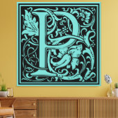 Letter P Mittelalterliche Monogram Art Nouveau Leinwanddruck (Insitu (Wohnzimmer))