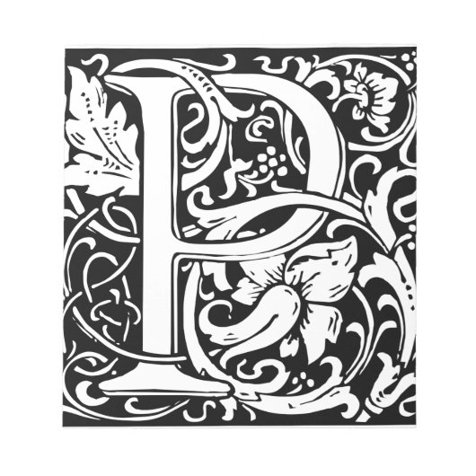 Letter P Mittelalterliche Monogram Art Nouveau Notizblock (Vorderseite)