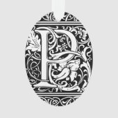 Letter P Mittelalterliche Monogram Art Nouveau Ornament (Vorderseite)