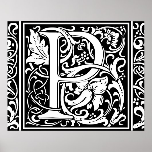 Letter P Mittelalterliche Monogram Art Nouveau Poster (Vorne)
