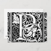 Letter P Mittelalterliche Monogram Art Nouveau Postkarte (Vorne/Hinten)