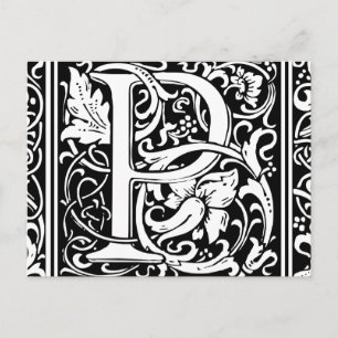 Letter P Mittelalterliche Monogram Art Nouveau Postkarte