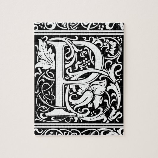 Letter P Mittelalterliche Monogram Art Nouveau Puzzle (Vertikal)