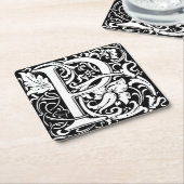 Letter P Mittelalterliche Monogram Art Nouveau Rechteckiger Pappuntersetzer (angewinkelt)