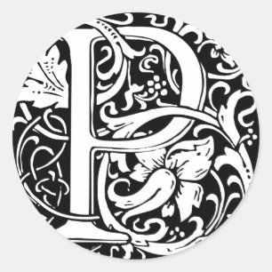 Letter P Mittelalterliche Monogram Art Nouveau Runder Aufkleber
