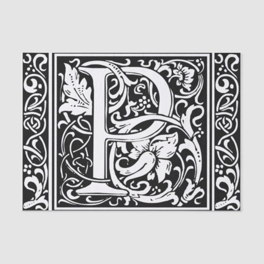 Letter P Mittelalterliche Monogram Art Nouveau Seidenpapier (Vorderseite)