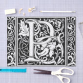 Letter P Mittelalterliche Monogram Art Nouveau Seidenpapier (Handwerk)