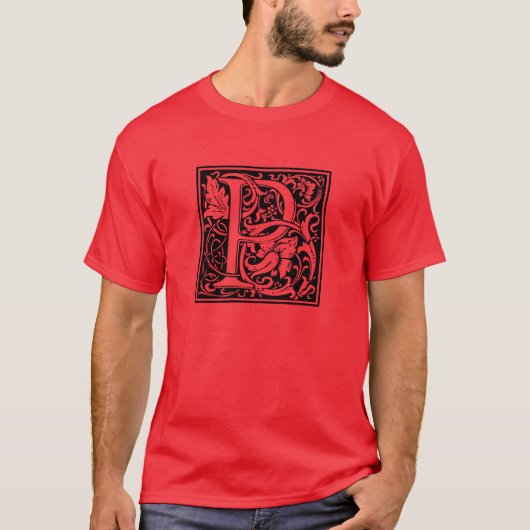 Letter P Mittelalterliche Monogram Art Nouveau T-Shirt (Vorderseite)