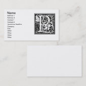 Letter P Mittelalterliche Monogram Art Nouveau Visitenkarte (Vorne/Hinten)