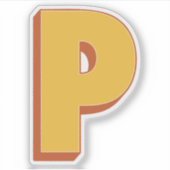 Letter P Monogram, Bold 3D Type Font Initial Aufkleber (Vorderseite)