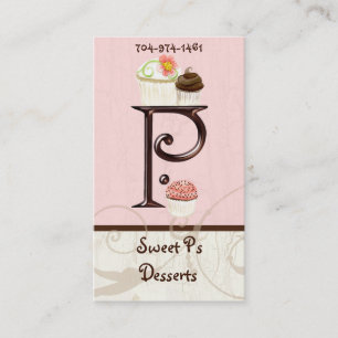 Letter P Monogram Dessert Bakery Business Cards Visitenkarte