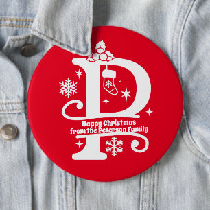 Letter P Monogram Erstname Familienname Gruß Button