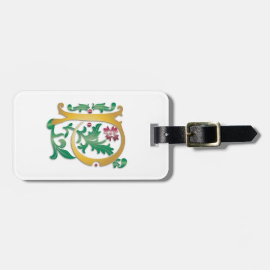 Letter P Monogram-Lilie Gepäckanhänger (Vorderseite horizontal)