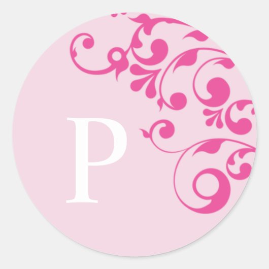 Letter P Monogram Pink Wedding Umschlag Aufkleber (Vorderseite)