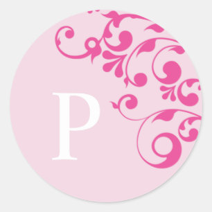Letter P Monogram Pink Wedding Umschlag Aufkleber