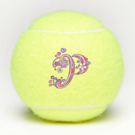 Letter P Monogramm Girls personalisiert doodart Tennisbälle