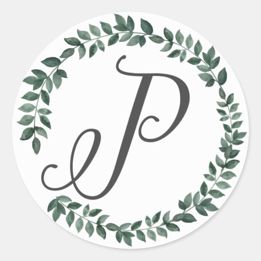 Letter P Monogramm Minimalistischer botanischer Le Runder Aufkleber (Vorderseite)