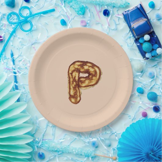 Letter P Pancake Beige Farbpapierplatte Pappteller (Party)