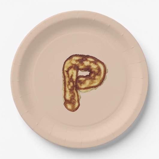 Letter P Pancake Beige Farbpapierplatte Pappteller (Vorderseite)