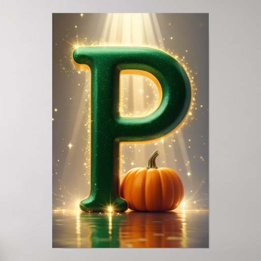 Letter P Poster with Pumpkin – Halloween Alphabet (Vorne)