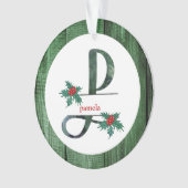 *~* Letter P Rustikales Weihnachtsfest FOTO Holz A Ornament (Vorderseite)