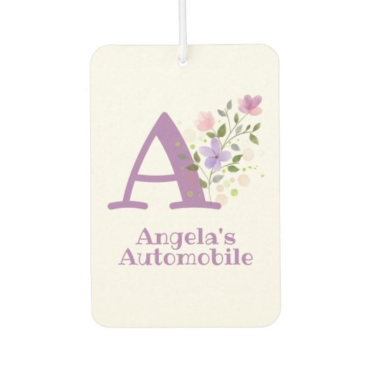 Letter plus Vorname mit Blumenmuster-Auto Autolufterfrischer (Vorderseite)