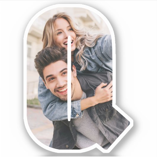 Letter Q Alphabet & Photo Custom-Cut Vinyl Sticker (Vorderseite)