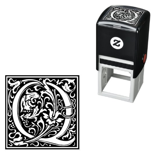 Letter Q Art Nouveau Schwarz/Weiß Tile Permastempel (Beispiel)