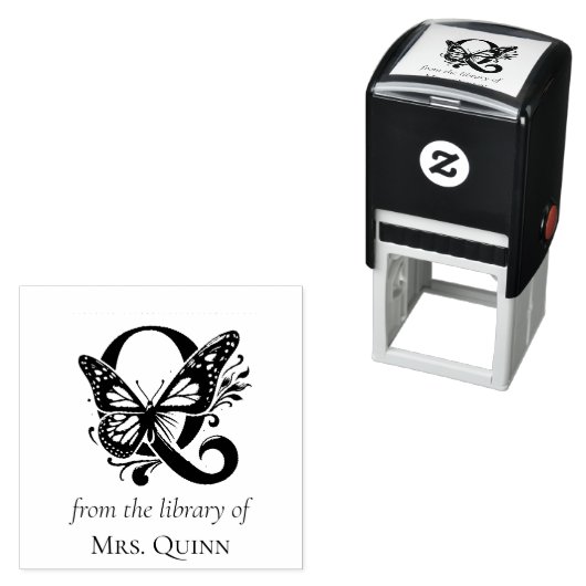 Letter Q-Butterfly-Monogramm aus der Bibliothek Permastempel (Beispiel)
