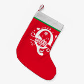 Letter Q Christmas Monogram, Anfangsname Red White Kleiner Weihnachtsstrumpf (Vorderansicht (hängend))