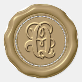 *~* Letter Q Diamond Circle GOLD Wax Siegel Sticke Runder Aufkleber