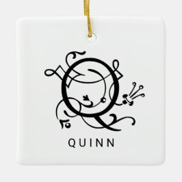 Letter Q Elegant Monogram Christmas Ornament