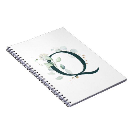 Letter Q Eukalyptus und Gold Mit Monogramm Noteboo Notizblock (Rechte Seite)
