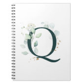 Letter Q Eukalyptus und Gold Mit Monogramm Noteboo Notizblock (Vorderseite)