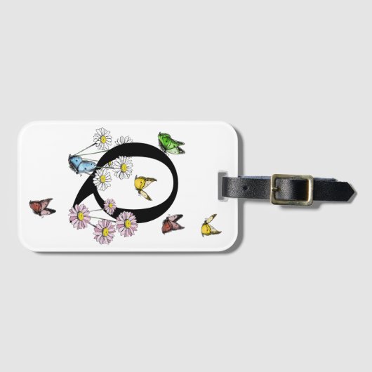 Letter Q Floral Butterfly Monogram Gepäckanhänger (Vorderseite (Horizontal))