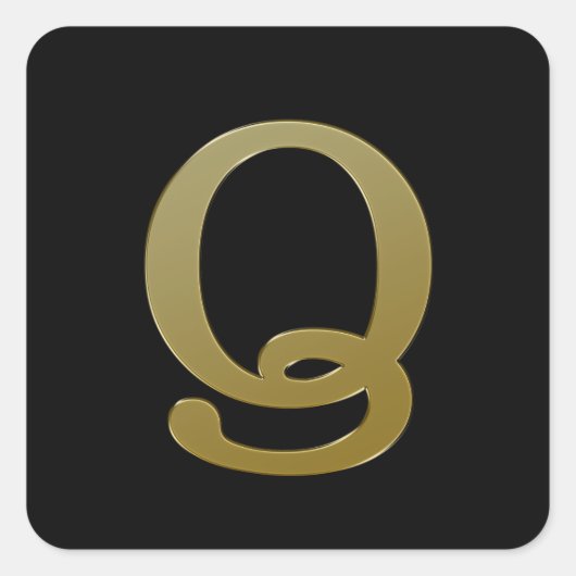 Letter Q Gold Square Sticker (Vorderseite)