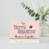 Letter Q Happy Birthday Cupcake Business Postcard Postkarte (Stehend Vorderseite)