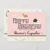 Letter Q Happy Birthday Cupcake Business Postcard Postkarte (Vorne/Hinten)