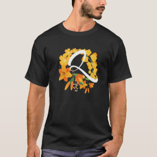 Letter Q Hauptstadt Alphabet Blume Monogramm erste T-Shirt