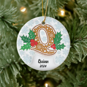 Letter Q Individuelle Name Monogram Christmas Keramik Ornament