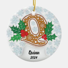 Letter Q Individuelle Name Monogram Christmas Keramik Ornament