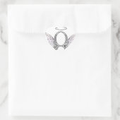 Letter Q Initial Monogram mit Angel Wings & Halo Herz-Aufkleber (Tasche)