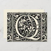 Letter Q Mittelalterliche Monogram Art Nouveau Einladung (Vorne/Hinten)