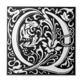 Letter Q Mittelalterliche Monogram Art Nouveau Fliese (Vorderseite)
