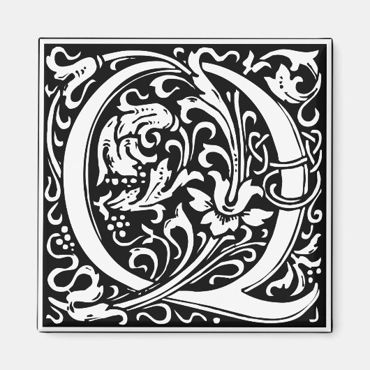 Letter Q Mittelalterliche Monogram Art Nouveau Magnet (Vorne)