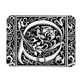 Letter Q Mittelalterliche Monogram Art Nouveau Magnet (Horizontal)