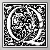 Letter Q Mittelalterliche Monogram Art Nouveau Poster (Vorne)