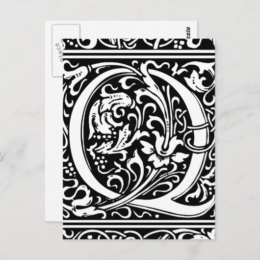 Letter Q Mittelalterliche Monogram Art Nouveau Postkarte (Vorne/Hinten)